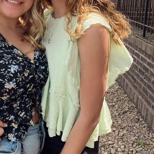 Light Green spring short sleeve blouse